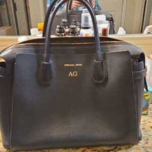 Michael Kors Black Leather Handbag with Gold Accents
